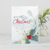水の色ベリエレガントーグリーンリーメリークリスマス シーズンカード (スタンド正面)