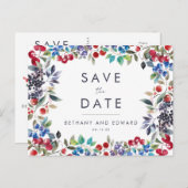 水の色ベリーサマーウェディング日付を保存 インビテーションポストカード (正面/裏面)