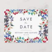 水の色ベリーサマーウェディング日付を保存 インビテーションポストカード (正面)