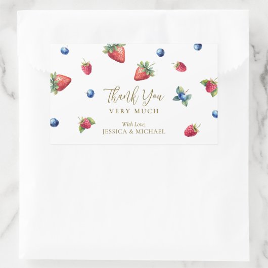 水の色ベリースイートベビーシャワーありがとう 長方形シール (バッグ)