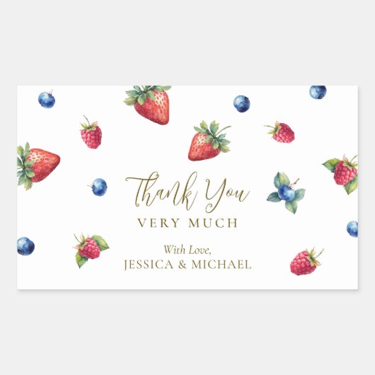 水の色ベリースイートベビーシャワーありがとう 長方形シール (正面)