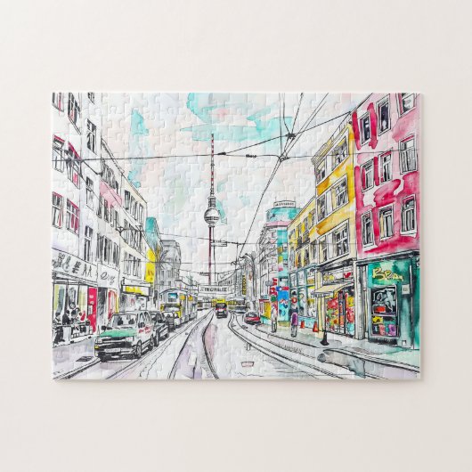 水の色ベルリンミッテとテレビタワー ジグソーパズル (横)