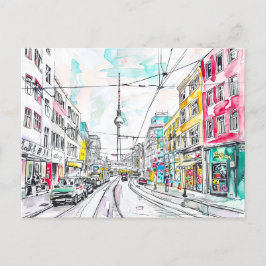 水の色ベルリンミッテとテレビタワー ポストカード