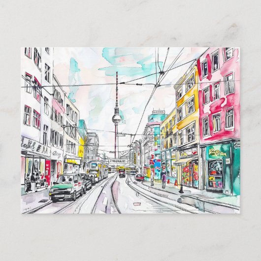 水の色ベルリンミッテとテレビタワー ポストカード (正面)