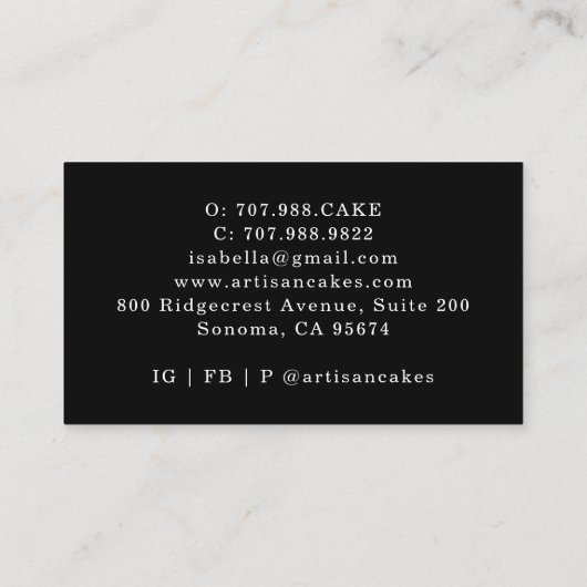 水の色ベーカーのケーキ生地シェフ名刺 名刺 (裏面)