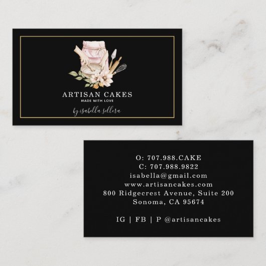 水の色ベーカーのケーキ生地シェフ名刺 名刺 (正面/裏面)