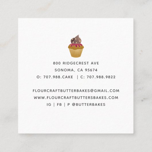 水の色ベーカー菓子シェフ良い焼いたツール スクエア名刺 (裏面)