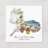 水の色ベーカー菓子シェフ良い焼いたツール スクエア名刺 (正面)