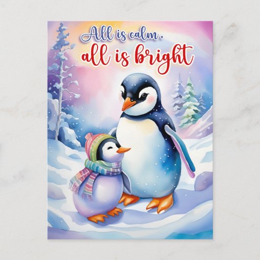 水の色ペンギンすべて穏やかであるすべては明るい シーズンポストカード (正面)