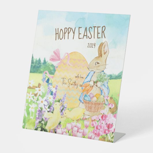 水の色ペーターザラビットイースターエッグ狩りサイン 台座サイン (正面)