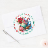 水の色ホットココア、キャンディケインシナモンスティック ラウンドシール (封筒)