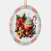 水の色ホットココア、キャンディーキャンズクリスマス セラミックオーナメント (右)