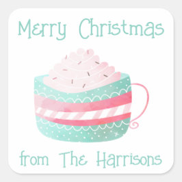 水の色ホットチョコレートクリスマスギフトシール スクエアシール