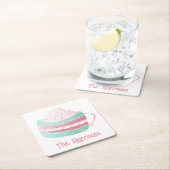 水の色ホットチョコレートクリスマス紙コースター スクエアペーパーコースター (インサイチュ)