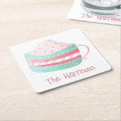 水の色ホットチョコレートクリスマス紙コースター スクエアペーパーコースター (アングル)