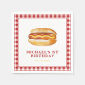 水の色ホットドッグ誕生日パーティナプキンス – 子供B スタンダードカクテルナプキン (正面)