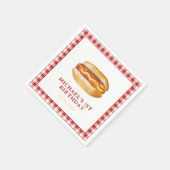 水の色ホットドッグ誕生日パーティナプキンス – 子供B スタンダードカクテルナプキン (角)