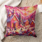 水の色ホットピンクハウスクリスマスモチーフの休日 クッション (ブランケット)