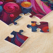 水の色ホットピンクハウスクリスマスモチーフの休日 ジグソーパズル (側面)