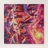 水の色ホットピンクハウスクリスマスモチーフの休日 ジグソーパズル (横)