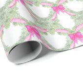 水の色ホットピンクボウガーランドクリスマス ラッピングペーパー (ロールコーナー)