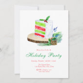 水の色ホリディウィンターケーキとホリー 招待状 (正面)