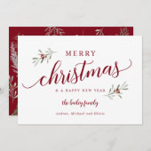 水の色ホリデーアイビーノンフォトクリスマスカード シーズンカード (正面/裏面)