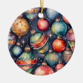 水の色ホリデーアートクリスマスデコレーション セラミックオーナメント (正面)