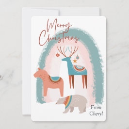 水の色ホリデークリスマスカード セーブザデート