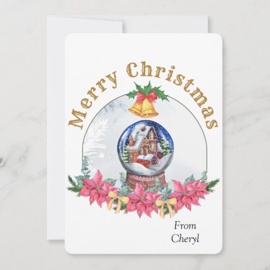 水の色ホリデークリスマスカード セーブザデート (正面)