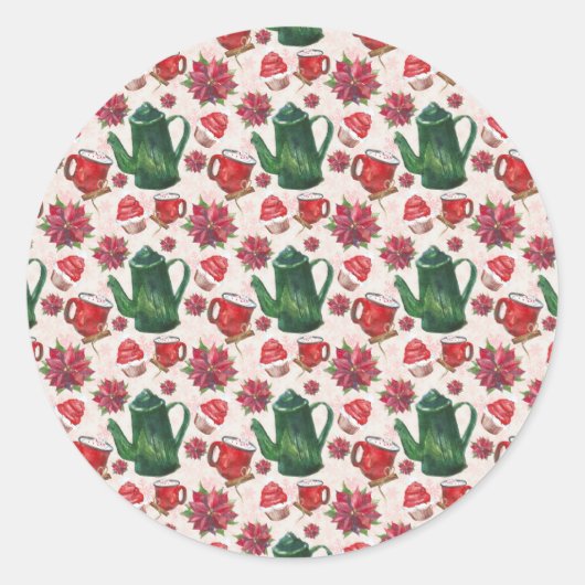 水の色ホリデーティーパーティー ラウンドシール (正面)