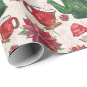 水の色ホリデーティーパーティー ラッピングペーパー (ロールコーナー)