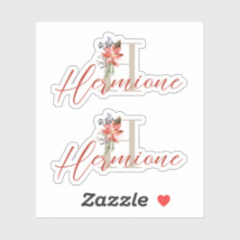 水の色ホリデーポインセチア・モノグラムと名前 シール