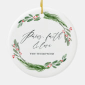 水の色ホリーすてきクリスマスのペット写真 セラミックオーナメント (裏面)