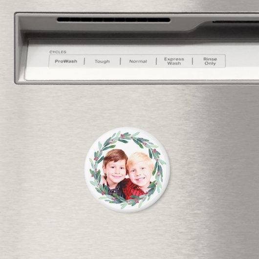 水の色ホリーすてきクリスマス写真 マグネット (インサイチュ (食洗機))