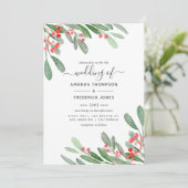 水の色ホリーすてきクリスマ結婚ス 招待状 (スタンド正面)