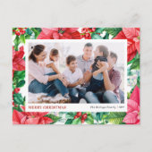 水の色ホリーとポインセチア写真クリスマス シーズンポストカード (正面)