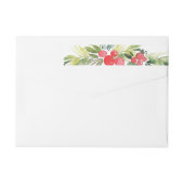 水の色ホリーと緑の植物性クリスマス ラップアラウンドラベル (裏面)