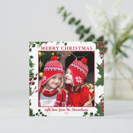 水の色ホリーの果実メリークリスマスの写真 (スタンド正面)