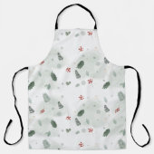 水の色ホリーの葉パターンのクリスマスアートプラン エプロン (正面)
