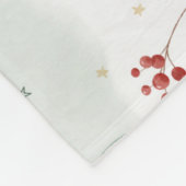 水の色ホリーの葉パターンのクリスマスアートプラン フリースブランケット (角)