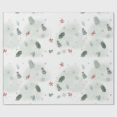 水の色ホリーの葉パターンのクリスマスアートプラン ラッピングペーパー (フラット)
