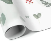 水の色ホリーの葉パターンのクリスマスアートプラン ラッピングペーパー (ロールコーナー)