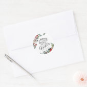 水の色ホリーエレガントフローラメリークリスマス ラウンドシール (封筒)