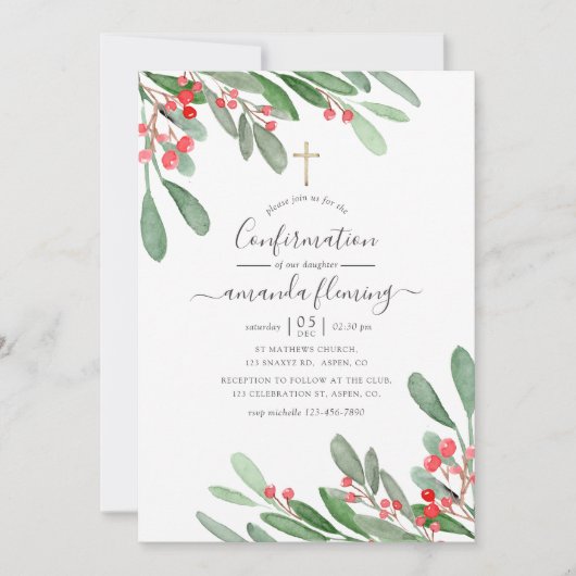 水の色ホリークリスマスすてきの確認 招待状 (正面)