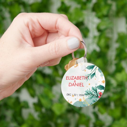 水の色ホリークリスマスキ結婚ーチェーン キーホルダー (手)