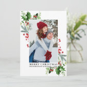 水の色ホリークリスマスグリーンのカップルの写真 シーズンカード (スタンド正面)