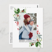 水の色ホリークリスマスグリーンのカップルの写真 ポストカード (正面/裏面)