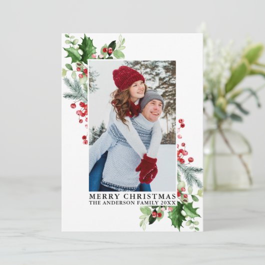 水の色ホリークリスマスグリーンの写真 シーズンカード (スタンド正面)