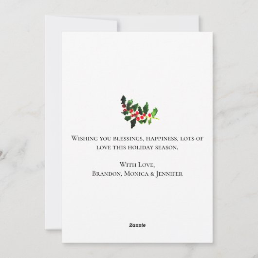 水の色ホリークリスマスツリーメリーと明るい シーズンカード (裏面)